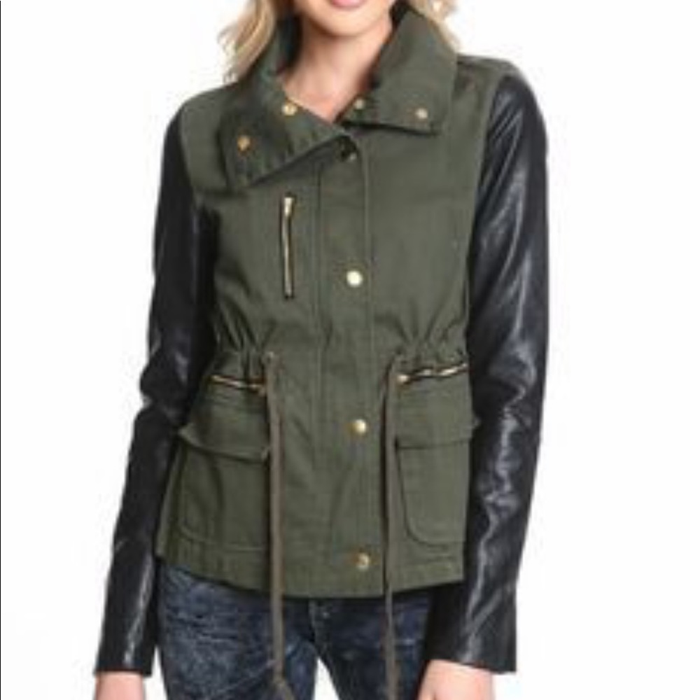 Utility jacket Leather Sleeves